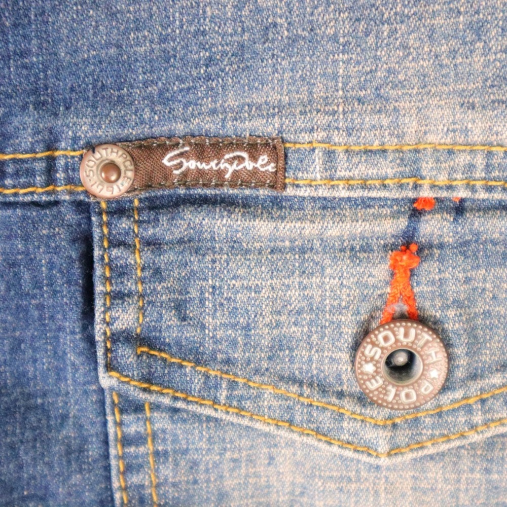 Southpole Jean Jacket Y2K Cropped Denim Women's Medium‎ 18.5x21 - Picture 3 of 9